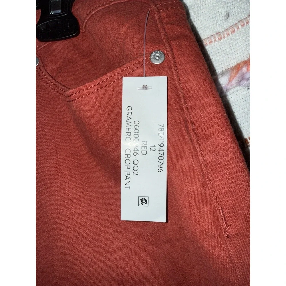Nine West Capri Women's 12 Red Ochre Gramercy Crop Pant Stretch Cuffed NEW